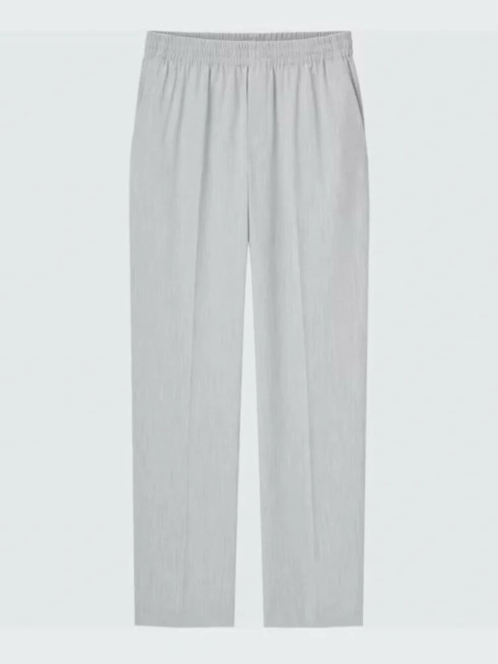UNIQLO Wide Straight Pants Light Gray Womens L Pull on Elastic Waist Trouser
